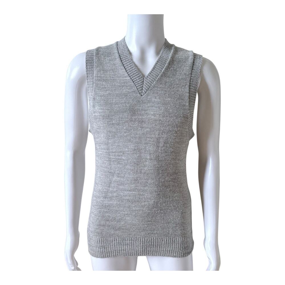 Vintage Andhurst Sweater Vest Mens Large Orlon Acrylic Gray V Neck Pullover